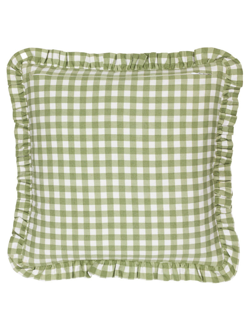 Furn sage green gingham cushion 45x45cm (British brand)