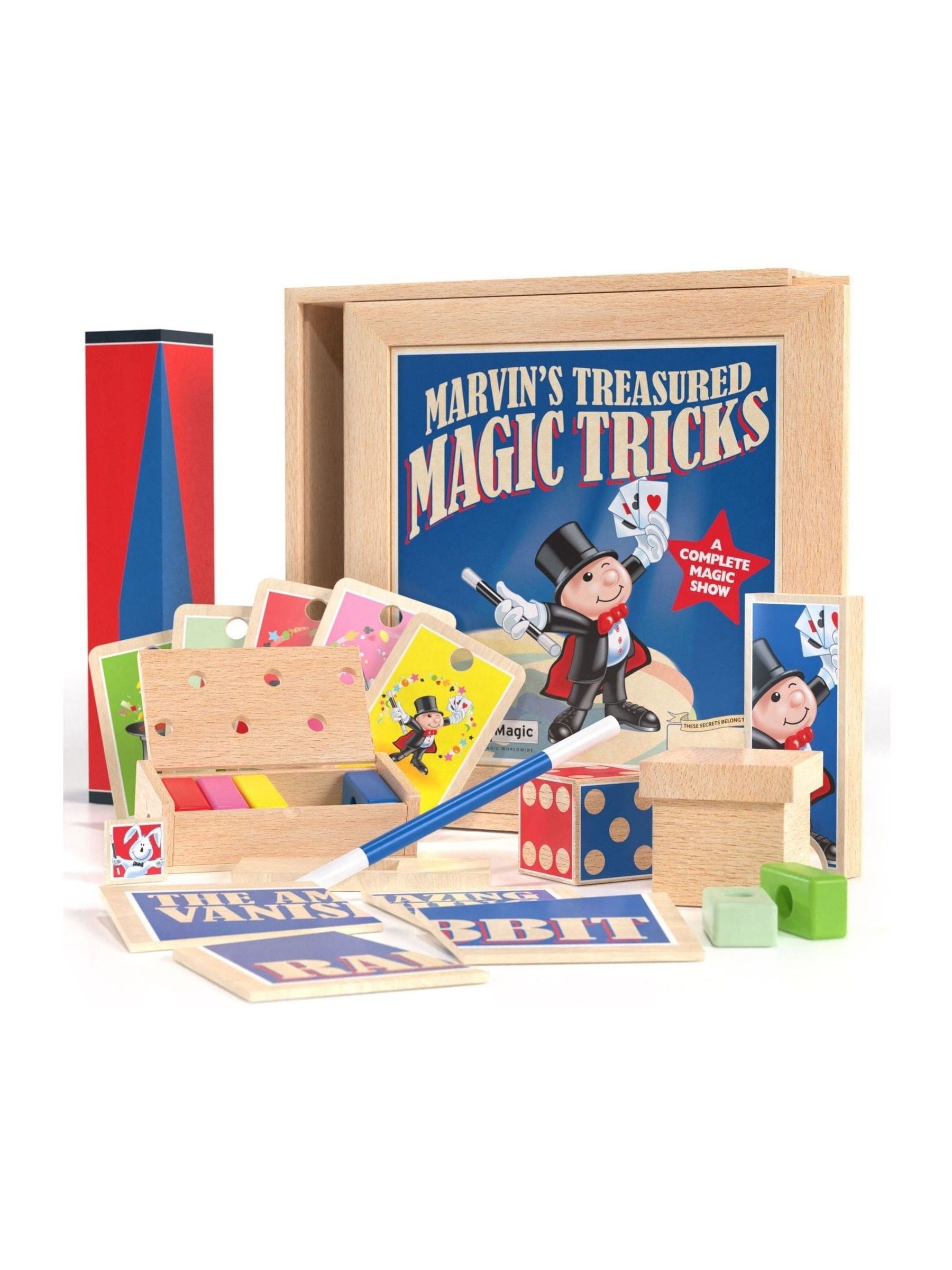 Marvins Magic Treasured Tricks wooden magic set, imported from the UK