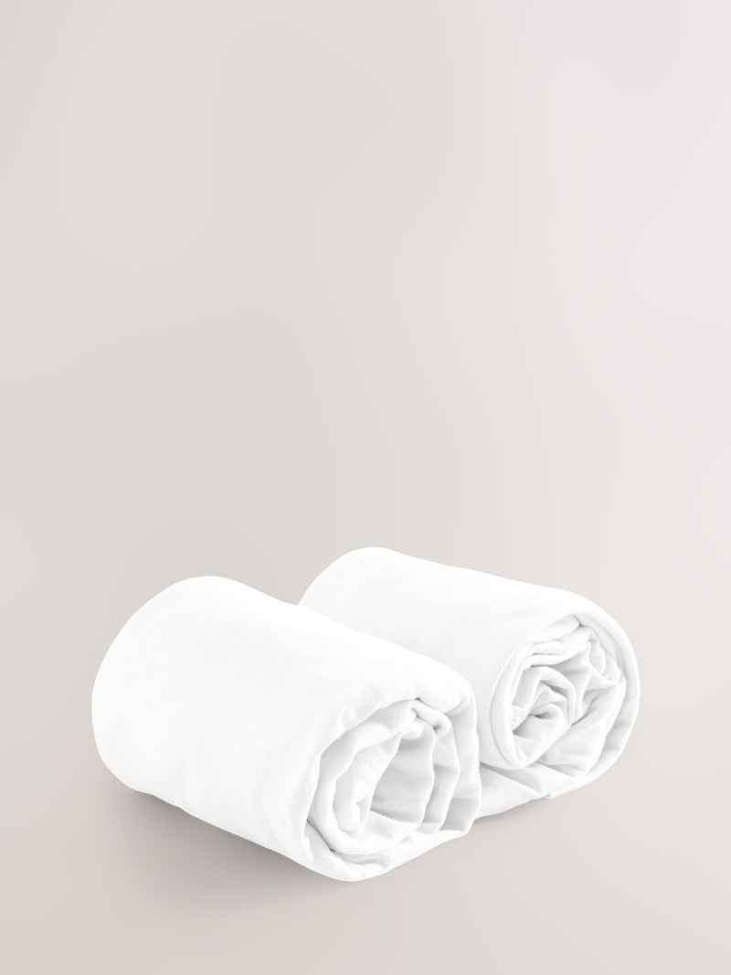 White 100% cotton jersey baby fitted sheets 2 pack, imported from the UK