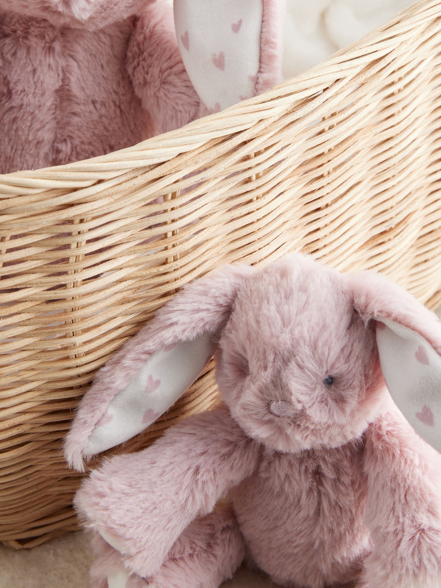 Pink Heart Bunny soft plush toy, UK version