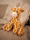 Brown giraffe plush soft toy made from recycled polyester, UK version