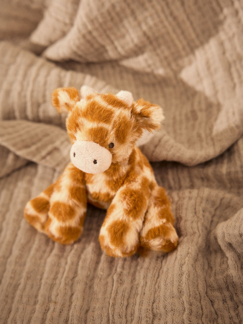 Brown giraffe plush soft toy made from recycled polyester, UK version