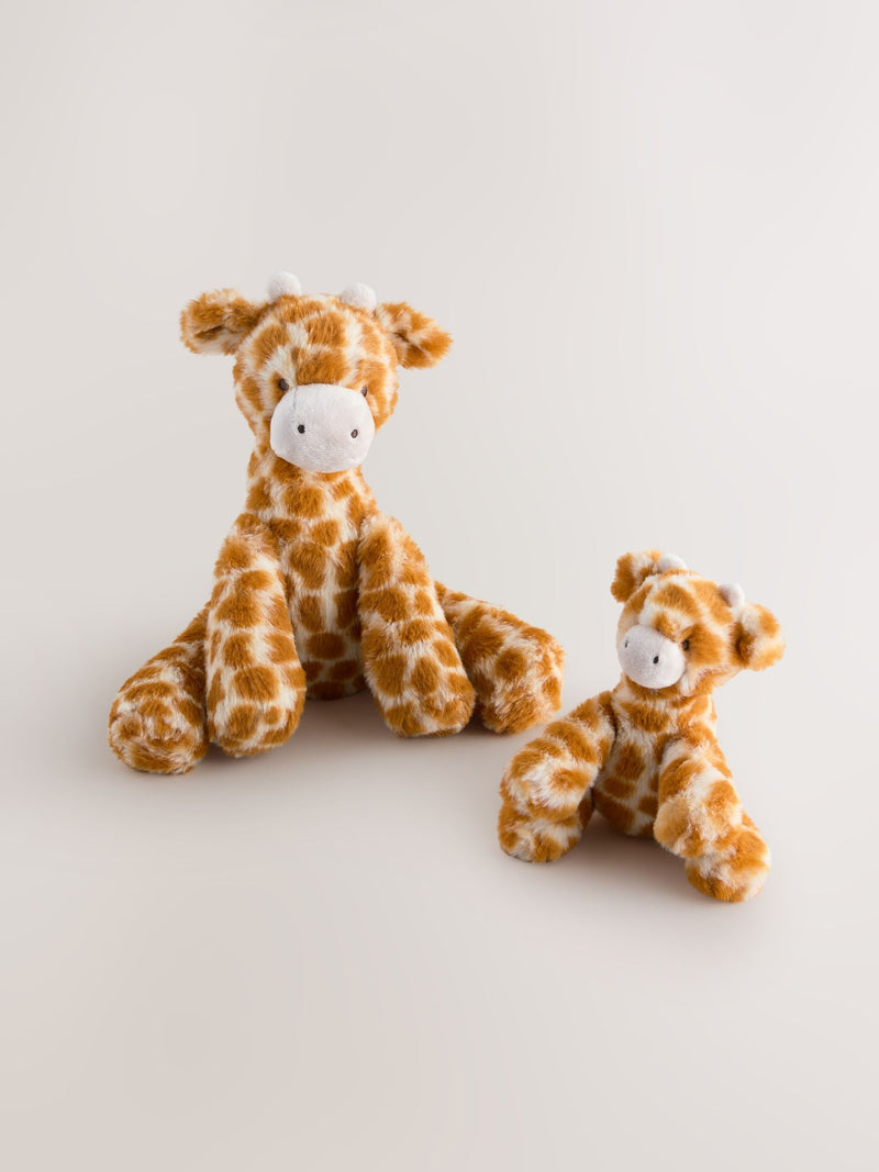 Brown giraffe plush soft toy made from recycled polyester, UK version