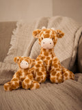 Brown giraffe plush soft toy made from recycled polyester, UK version