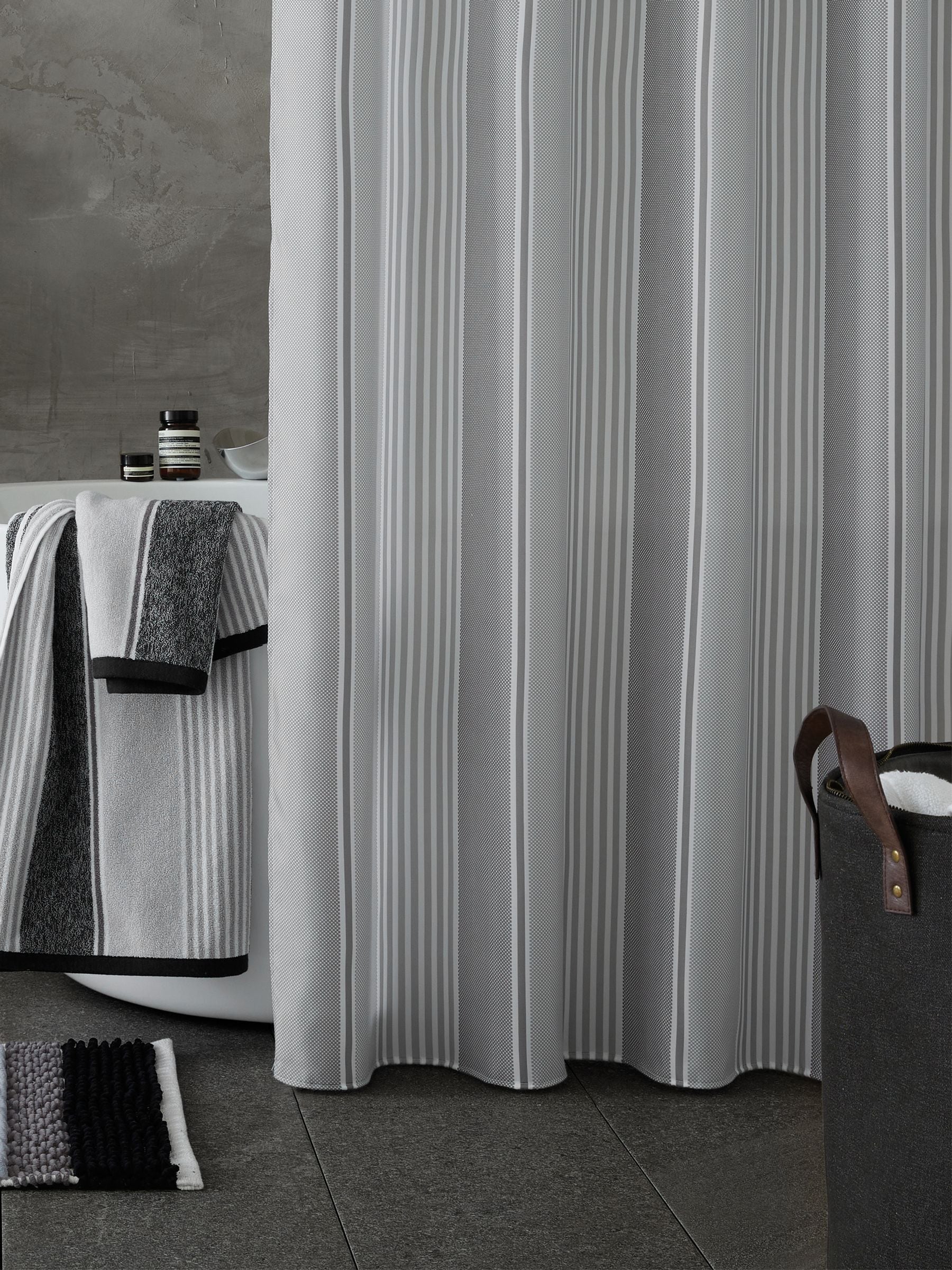 Catherine Lansfield silver textured stripe shower curtain - British product