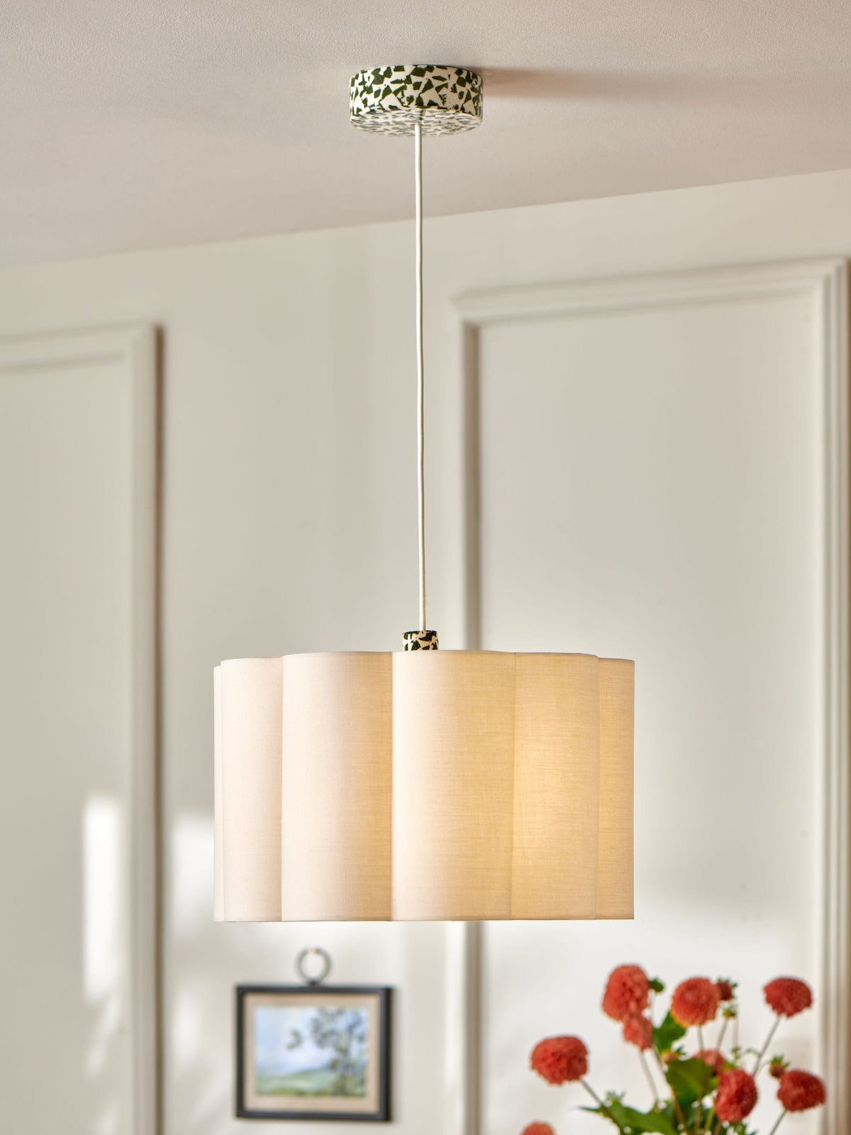 Nina Campbell Green Chester pendant light, imported from the UK