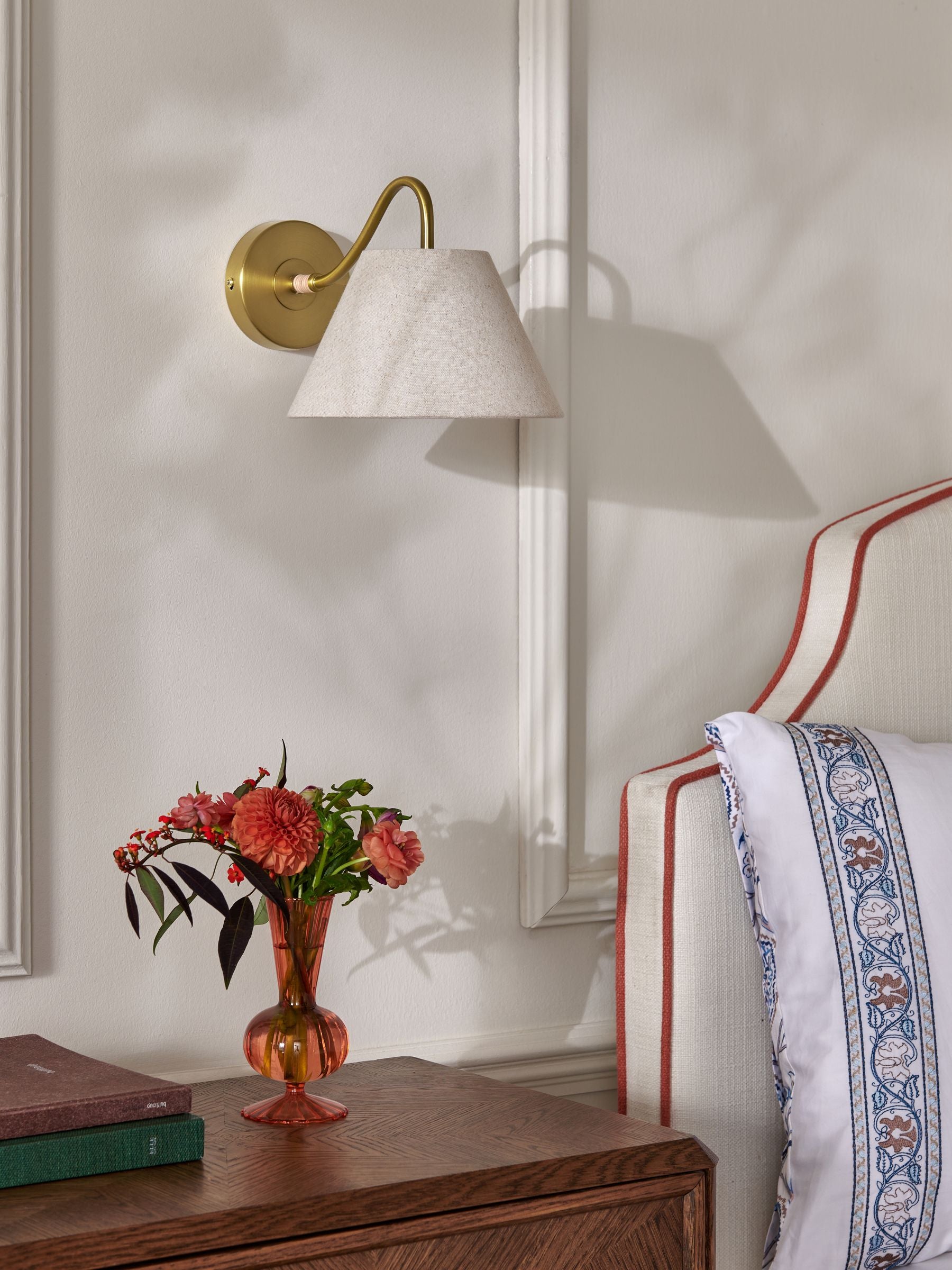 Nina Campbell Sagano wall light cream brass 18cm - British product