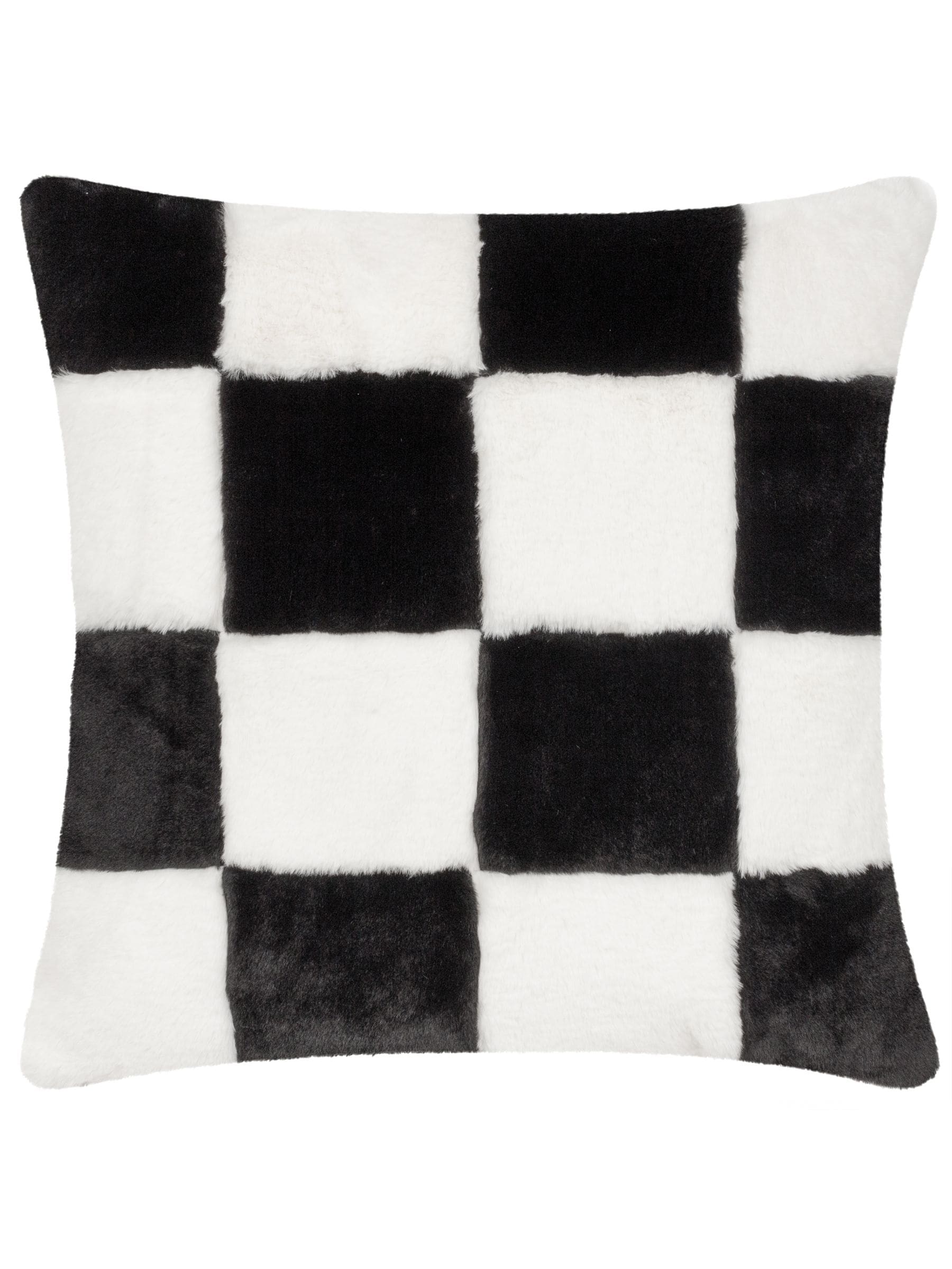 heya home black cozee check faux fur cushion - British product