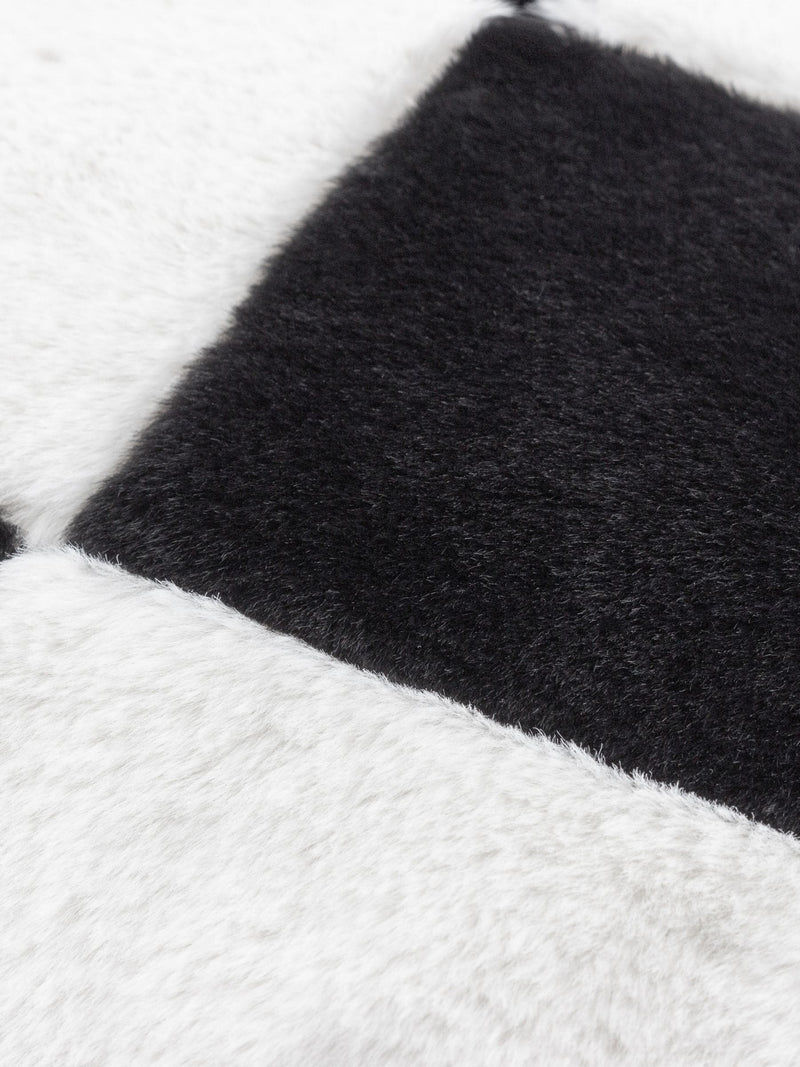 heya home black cozee check faux fur cushion - British product