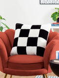 heya home black cozee check faux fur cushion - British product