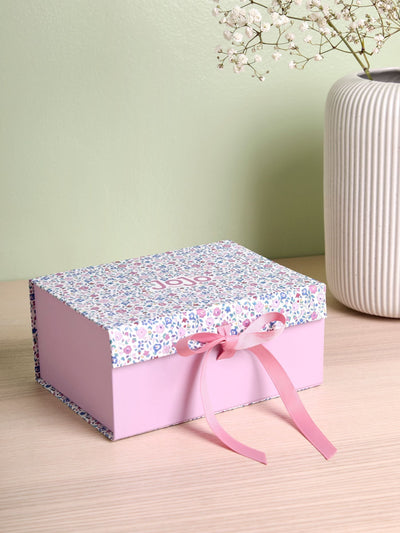 Petite boîte cadeau en carton à imprimé floral 19,5 x 14,5 x 9 cm