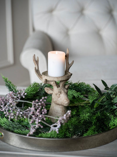 Next Laura Ashley Natural Wood Deer Candle Holder- Buy online at McGrocer