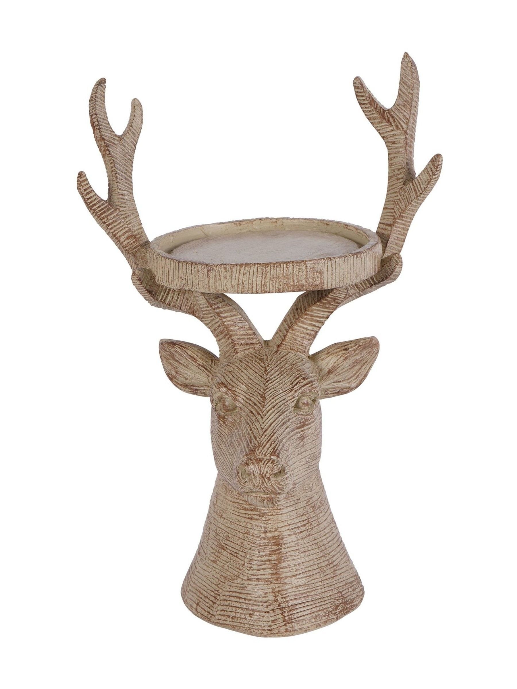 Laura Ashley natural wood deer candle holder, UK version