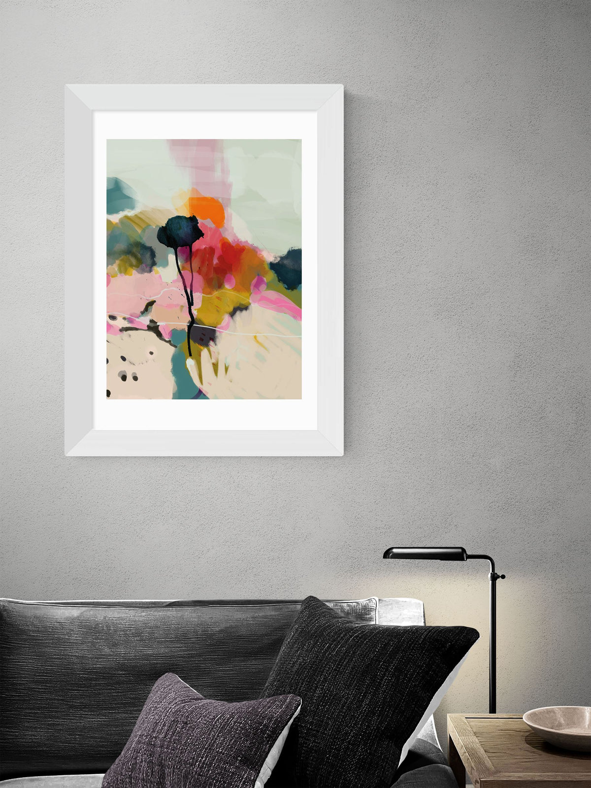 White Floral Abstract Landscape Wall Art Print on Premium Archival Paper