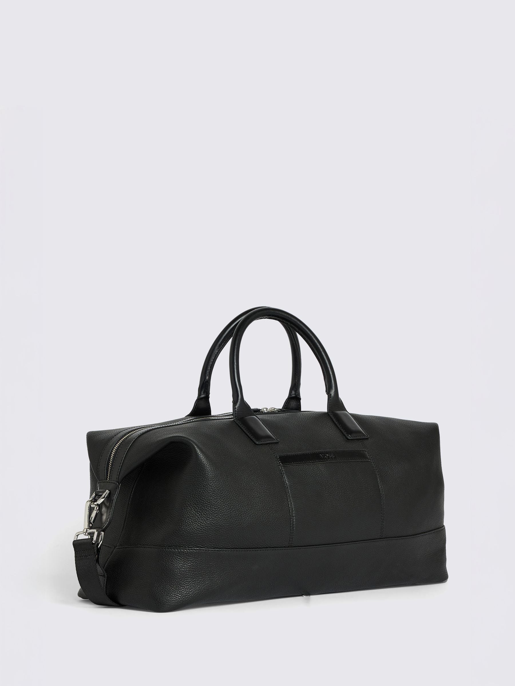 MOSS black grained leather holdall, imported from the UK