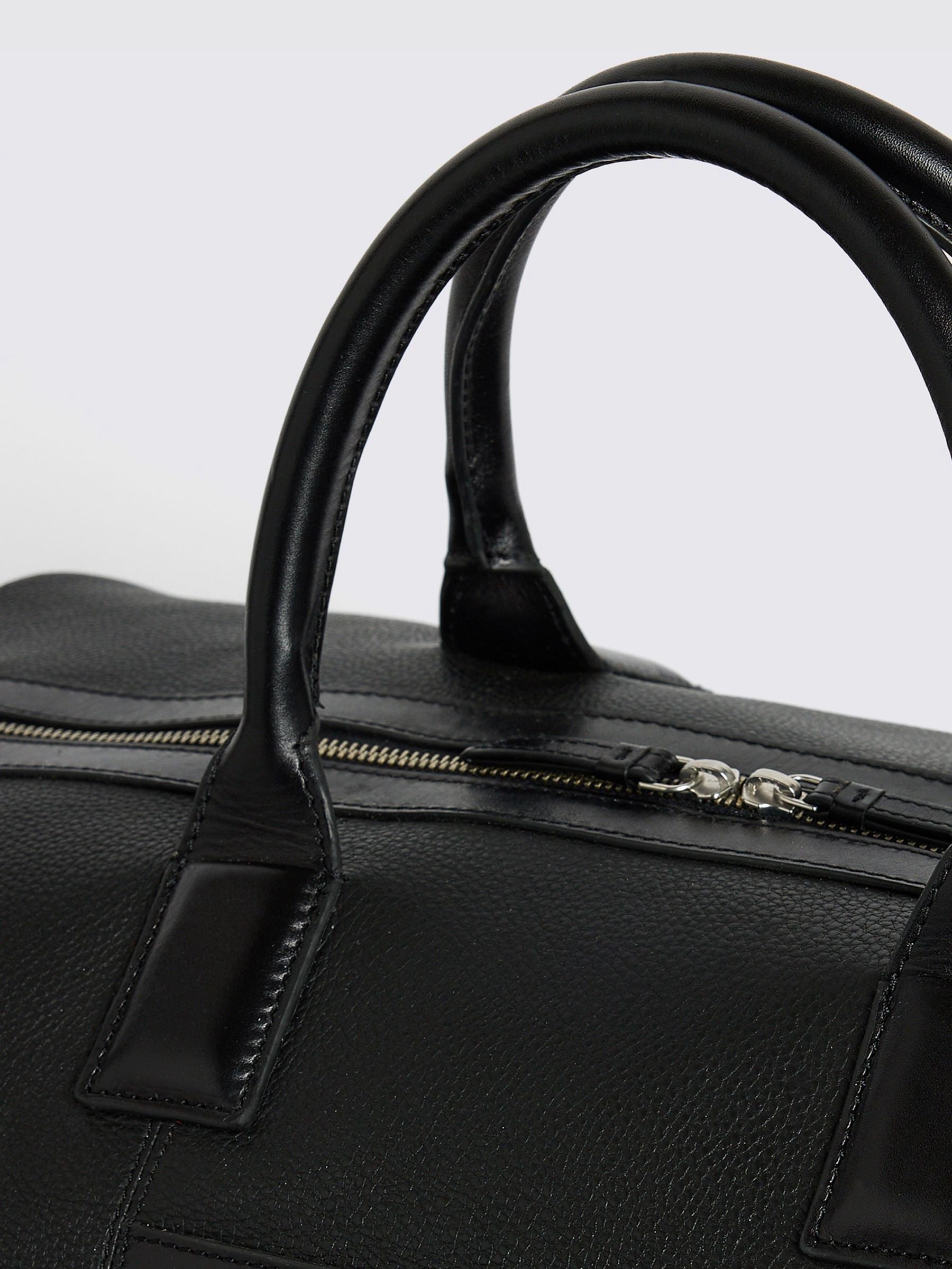 MOSS black grained leather holdall, imported from the UK