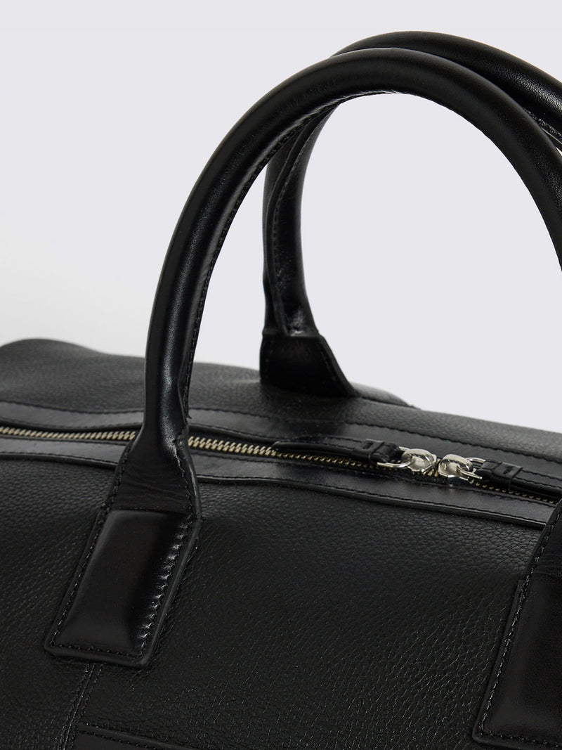 MOSS black grained leather holdall, imported from the UK