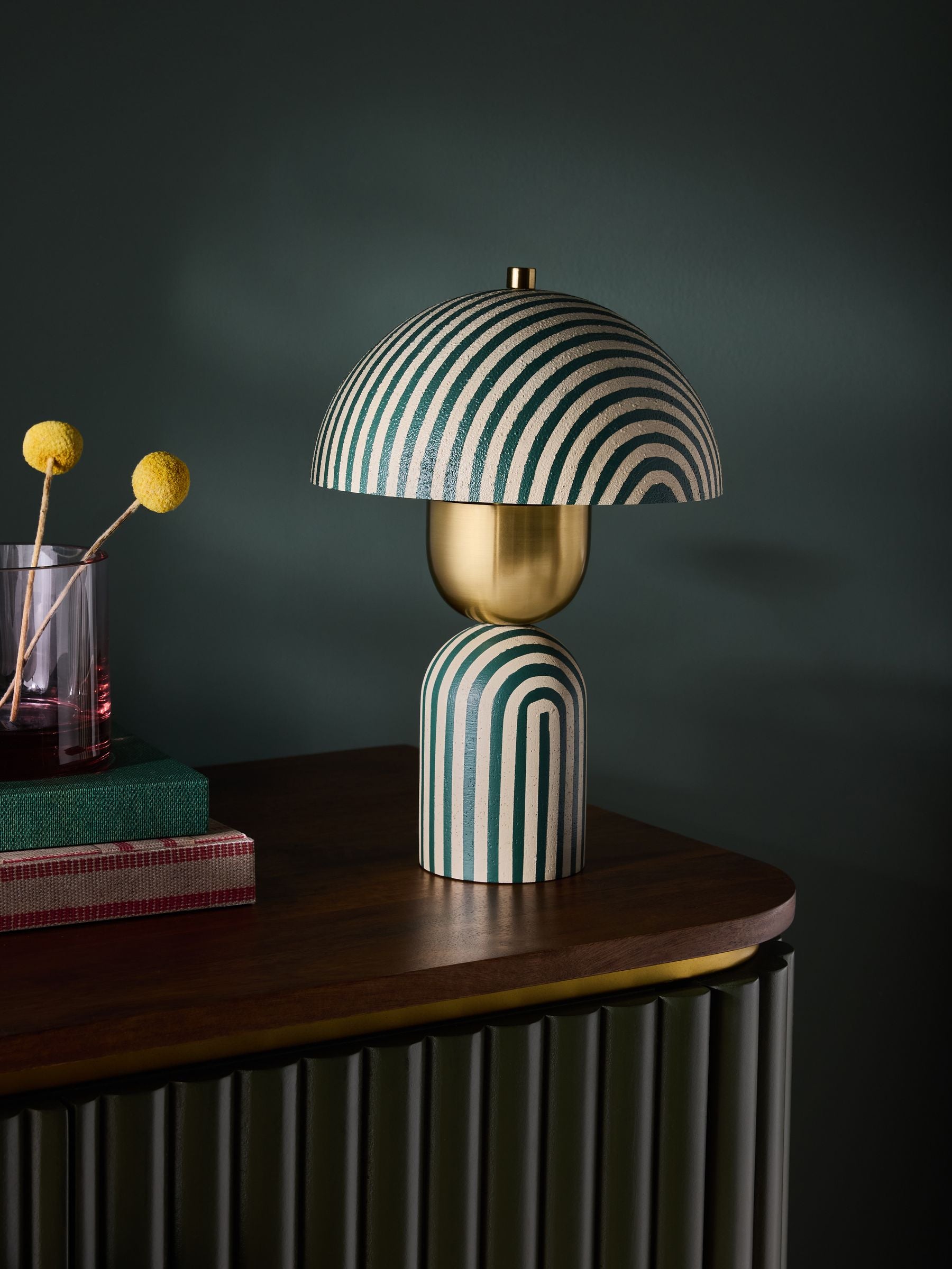 Clarke and Clarke green stripe table lamp (British brand)