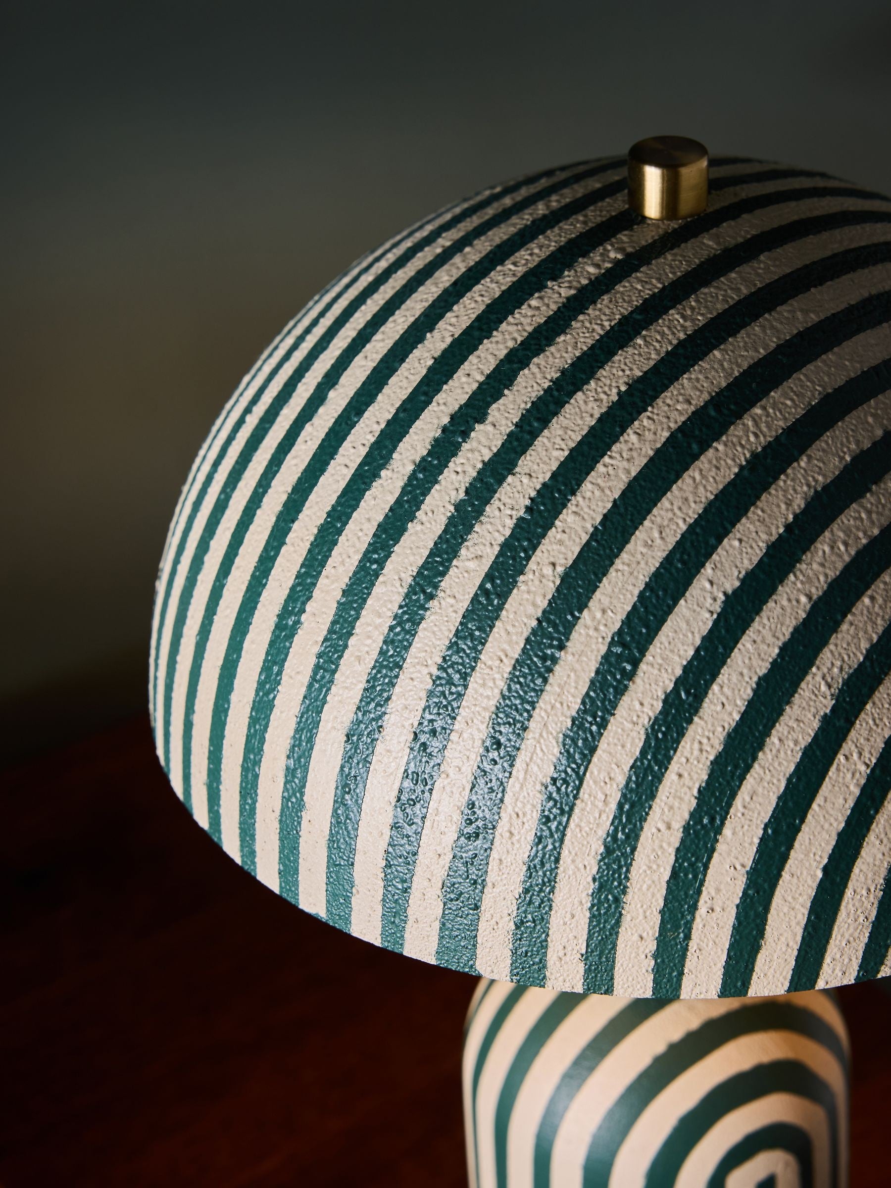 Clarke and Clarke green stripe table lamp (British brand)