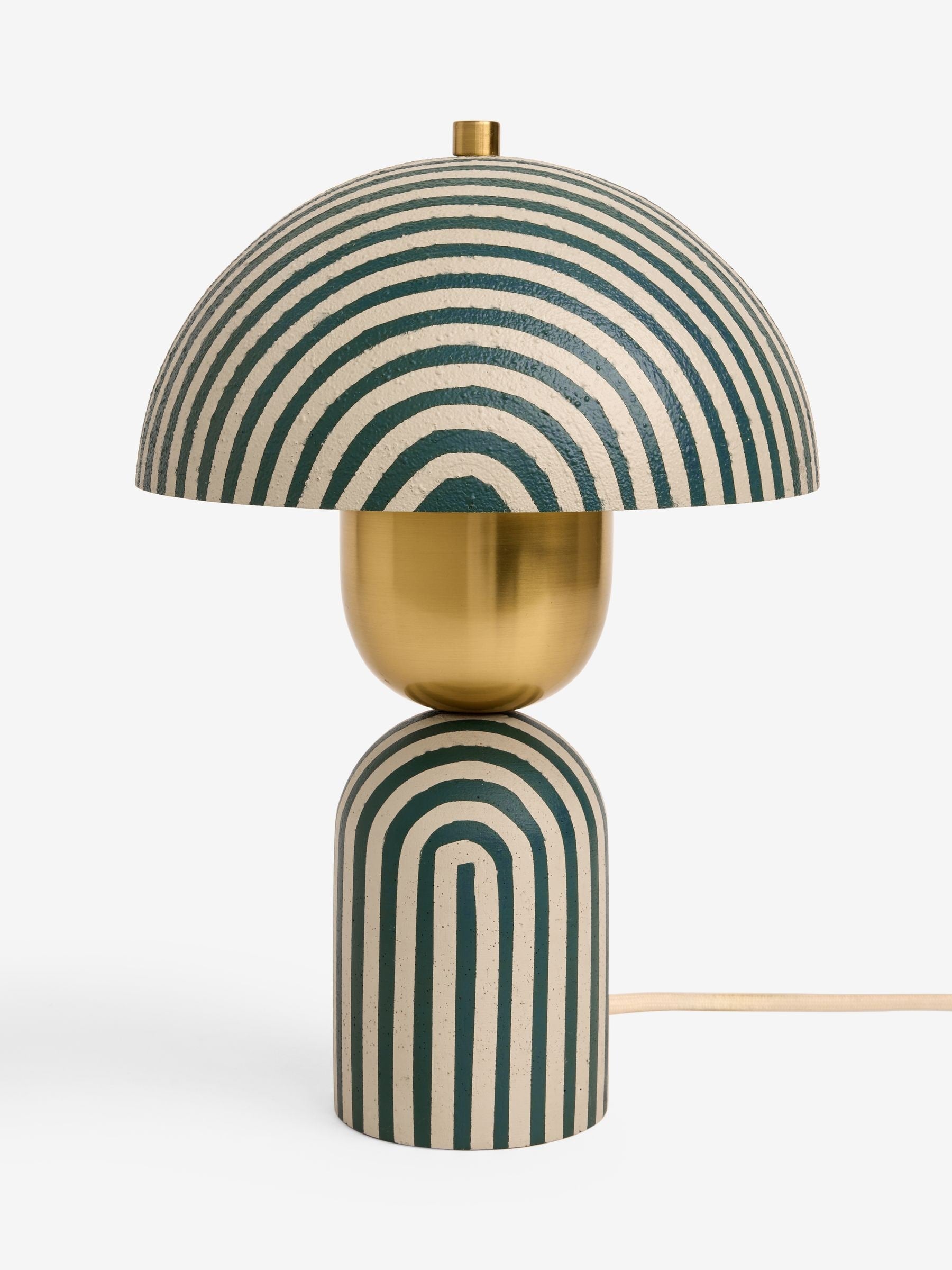 Clarke and Clarke green stripe table lamp (British brand)