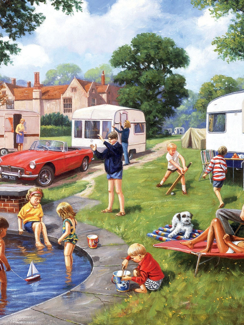 Kidikraft nostalgic 1000-piece jigsaw puzzle featuring a British caravan holiday (British brand)