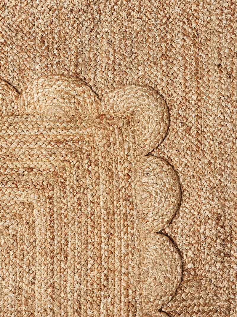 Oliver Bonas natural brown scalloped jute rug large (British brand)