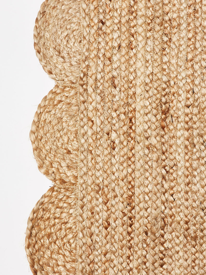 Oliver Bonas natural brown scalloped jute rug large (British brand)