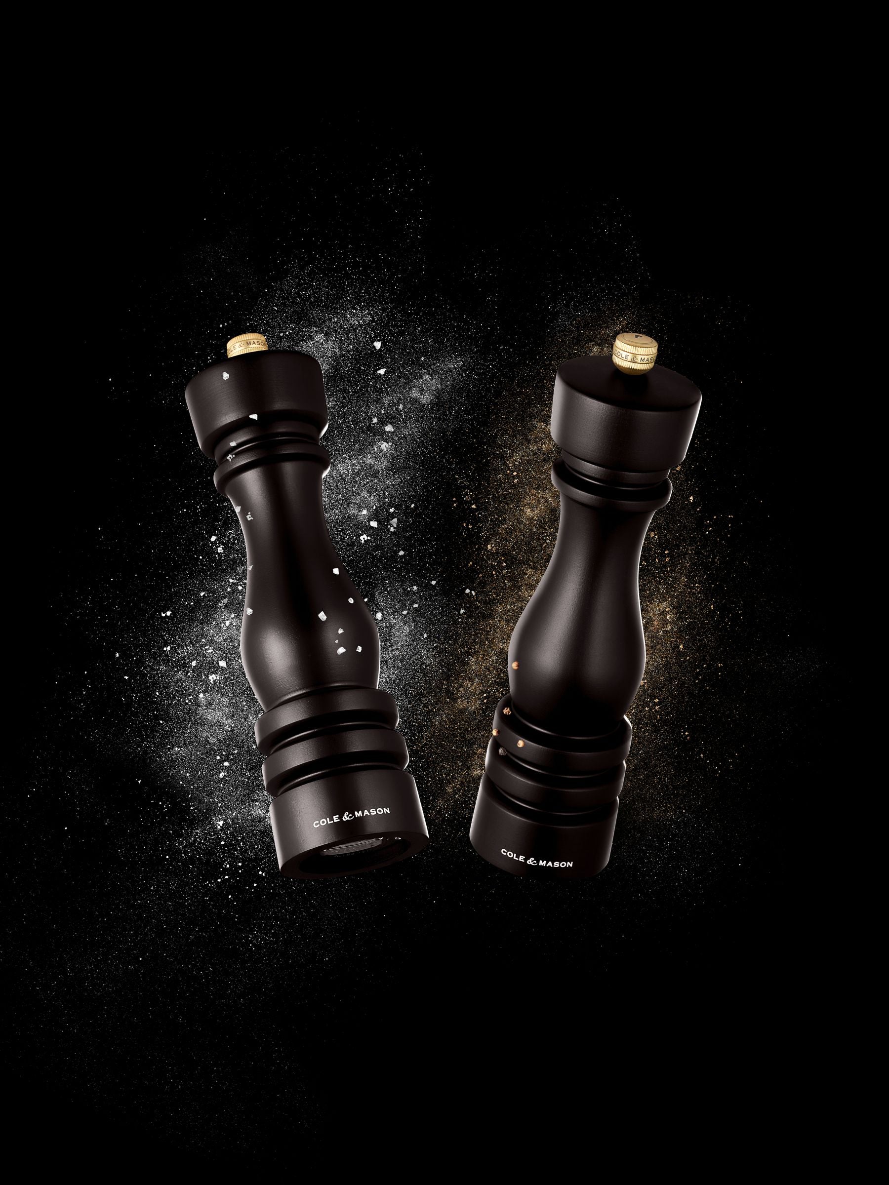Cole & Mason chocolate brown wood London salt and pepper mills 220mm - British product