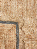 Oliver Bonas grey blue jute rug 140x200cm scalloped border British product