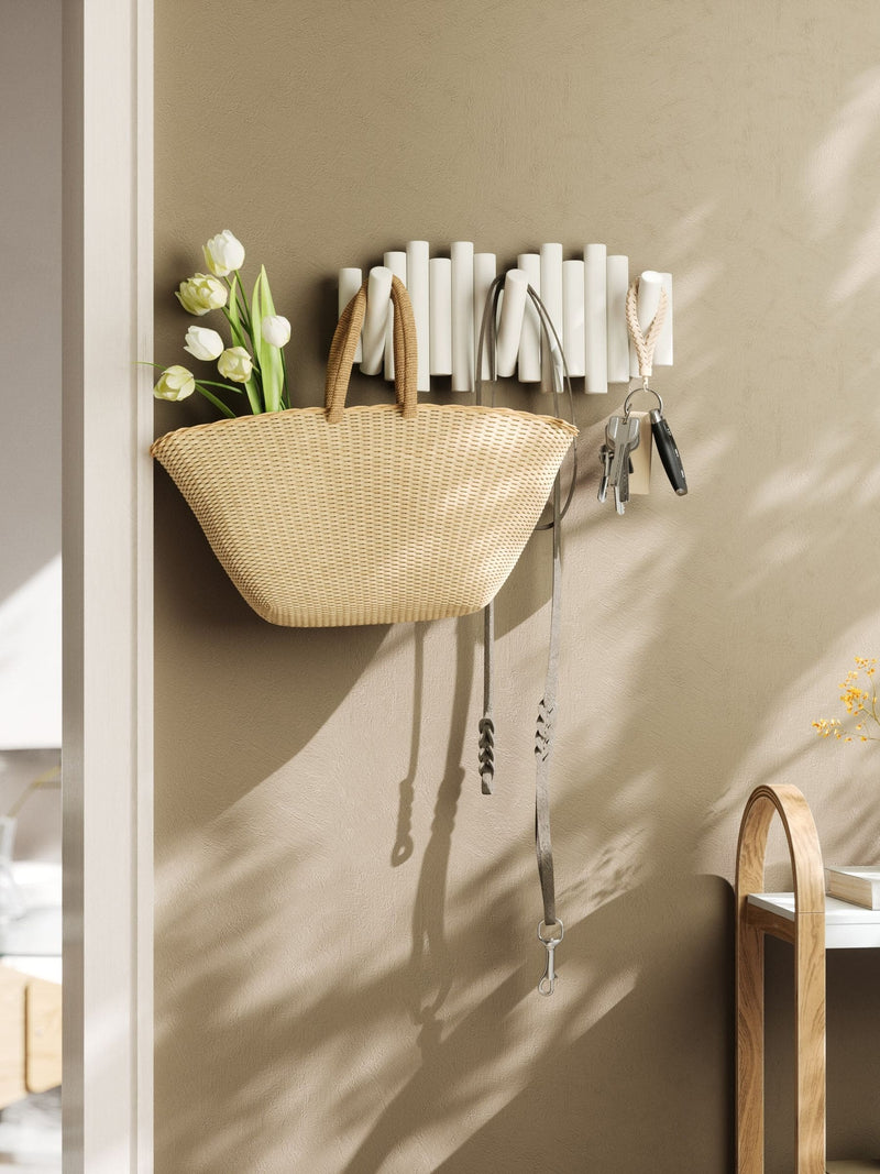 Umbra White Picket Rail Wall Hook for entryway, imported from the UK