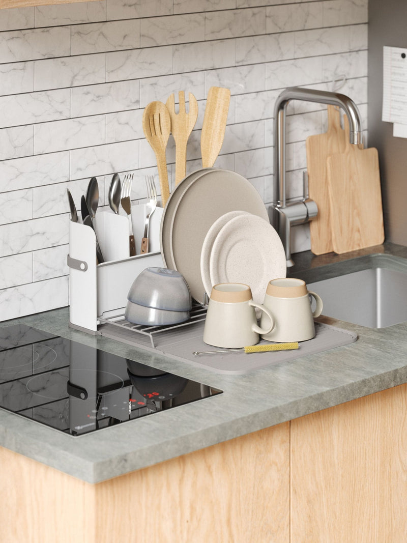 Umbra white grey sling folding dishrack, imported from the UK