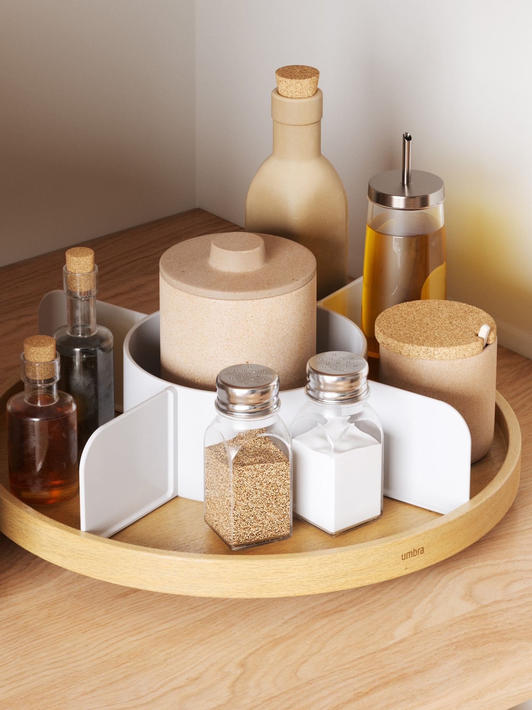 Umbra White Natural Bellwodd Lazy Susan 30cm (British brand)