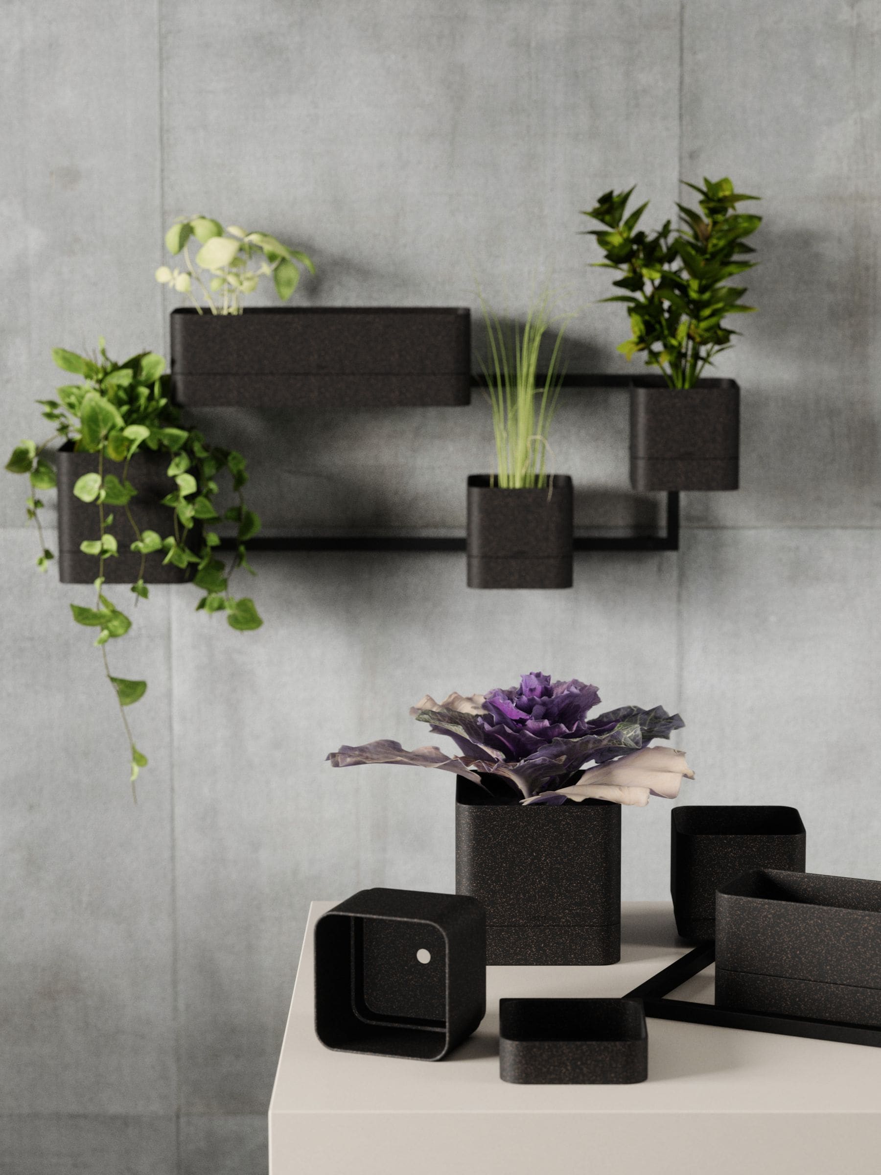 Umbra Cubiko black wall planter 70cm, UK version