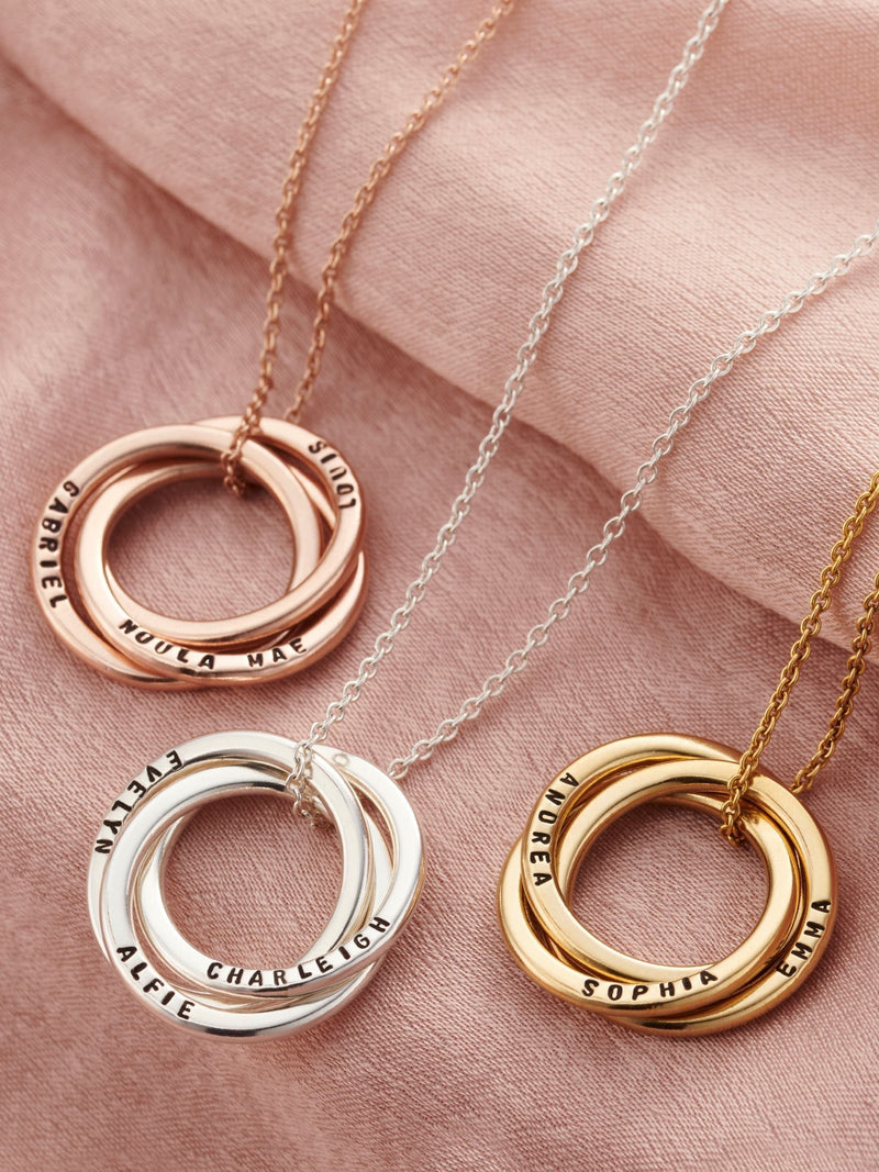 Posh Totty Designs Personalised Russian Ring Necklace, imported from the UK