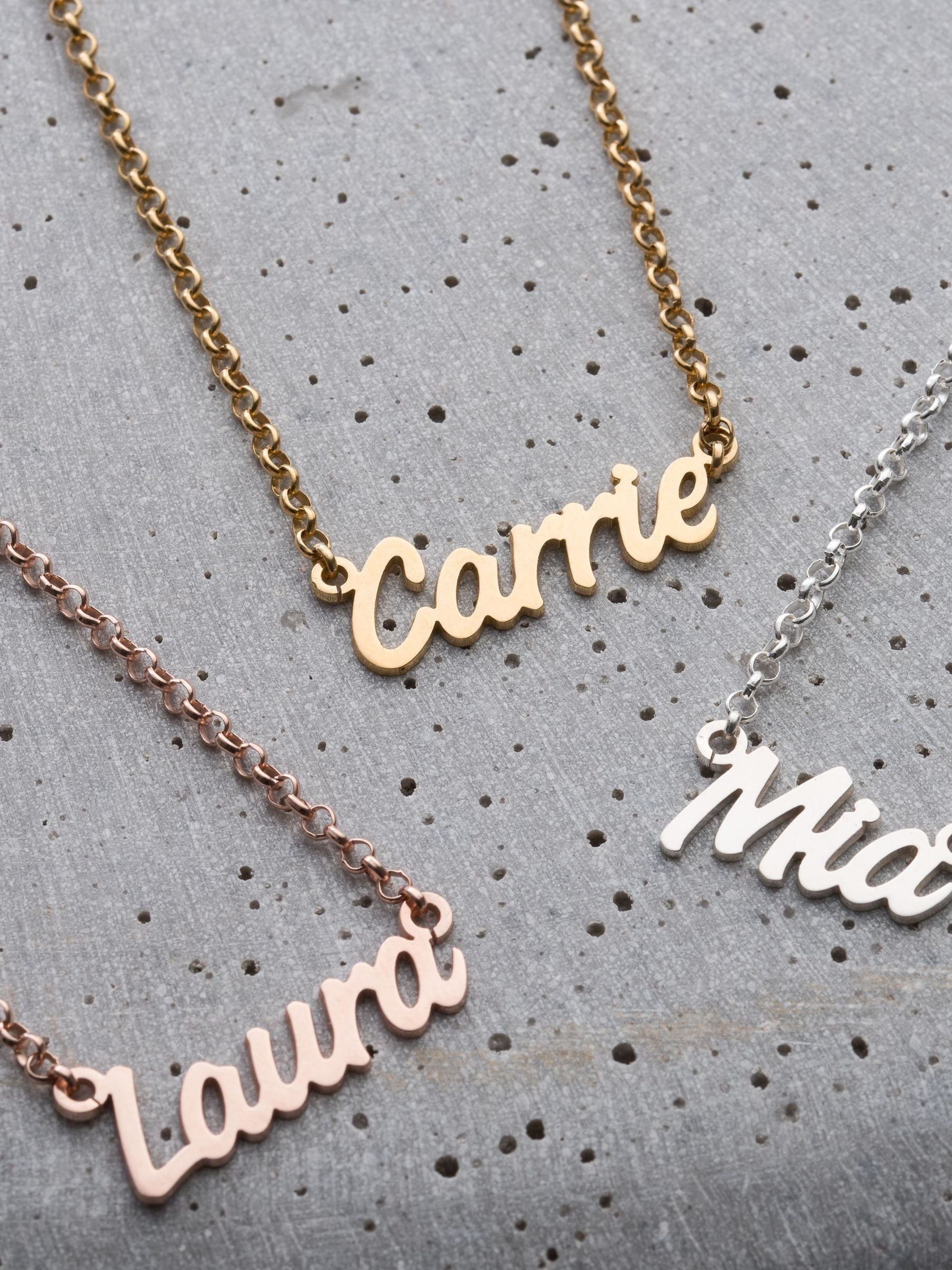 Posh Totty Designs personalised name necklace, imported from the UK