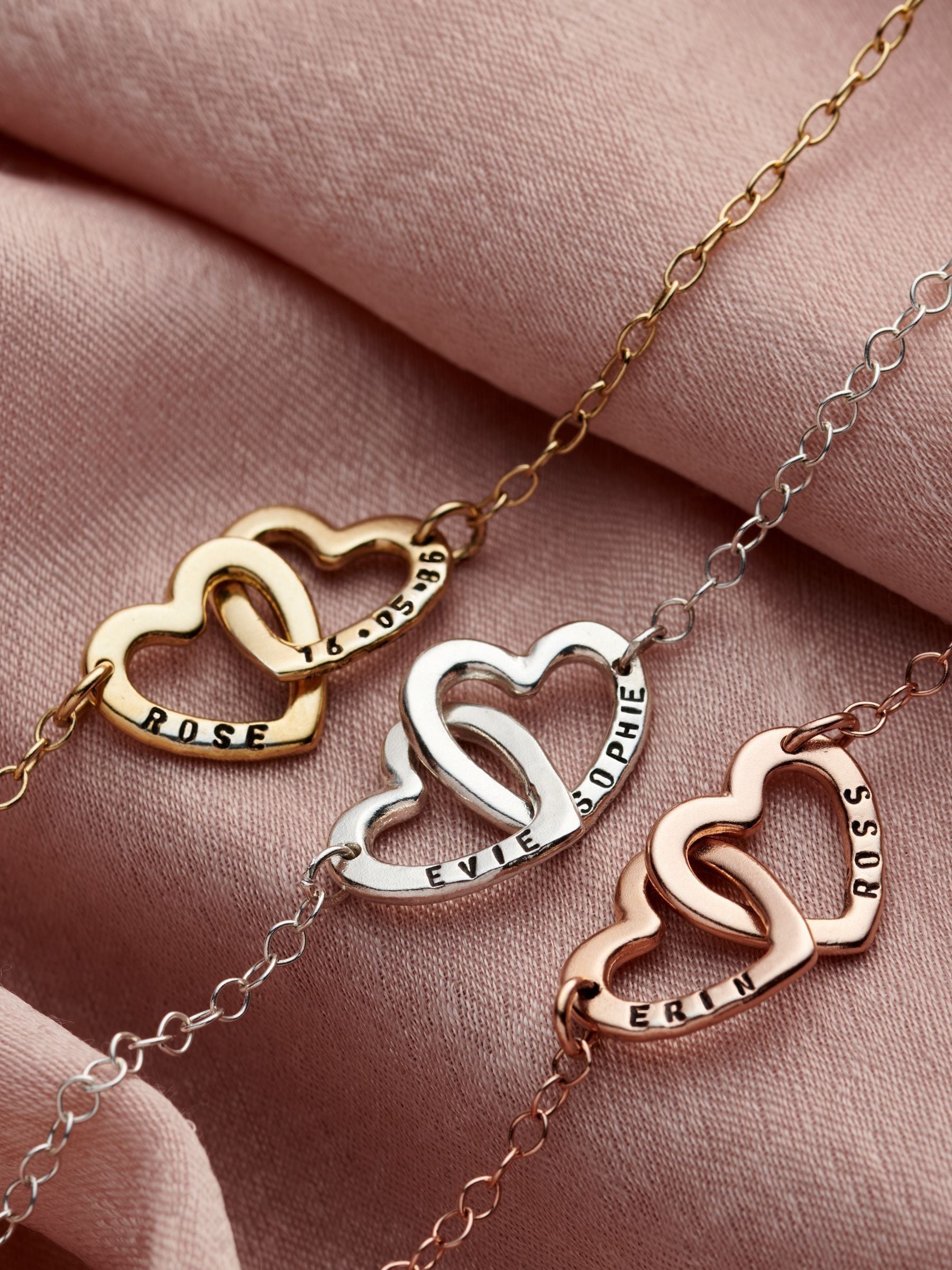 Posh Totty Designs Personalised Double Heart Names Necklace (British brand)
