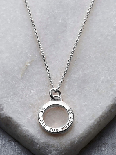 Next Posh Totty Designs Personalised Geometric Circle Charm Necklace Sterling Silver 18in Chain- Buy online at McGrocer
