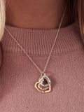 Posh Totty Designs personalised rainbow family names heart necklace three heart charms, UK version