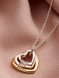 Posh Totty Designs personalised rainbow family names heart necklace three heart charms, UK version