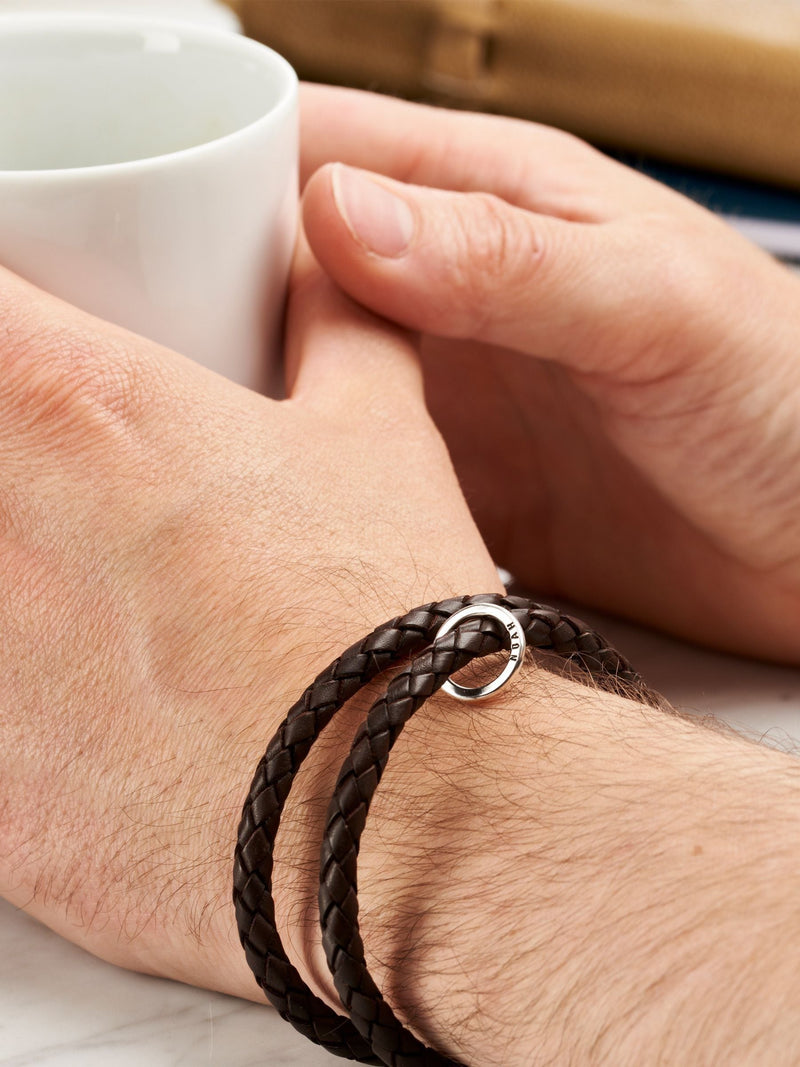 Posh Totty Designs Personalised Silver and Leather Bracelet, imported from the UK