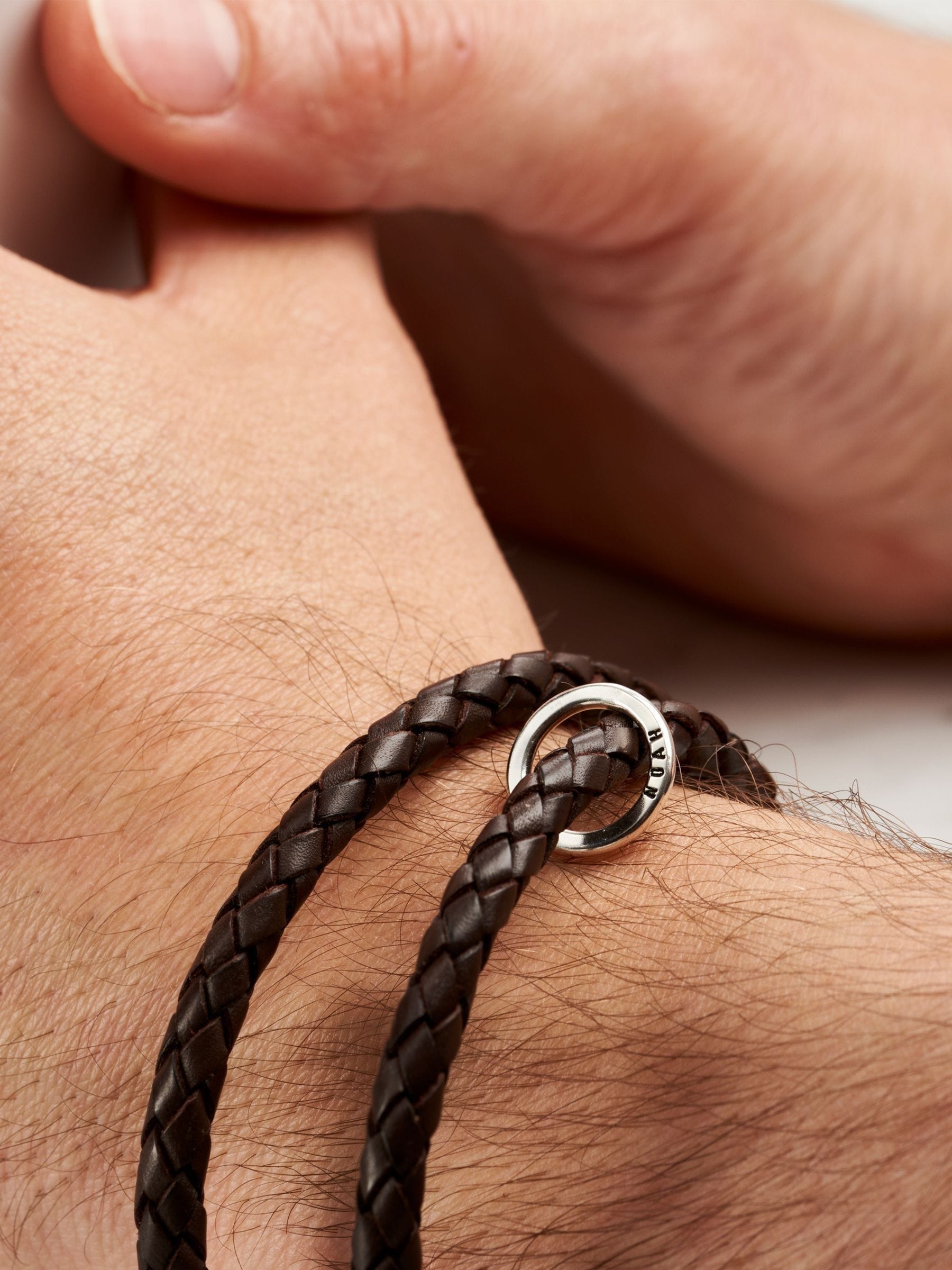 Posh Totty Designs Personalised Silver and Leather Bracelet, imported from the UK
