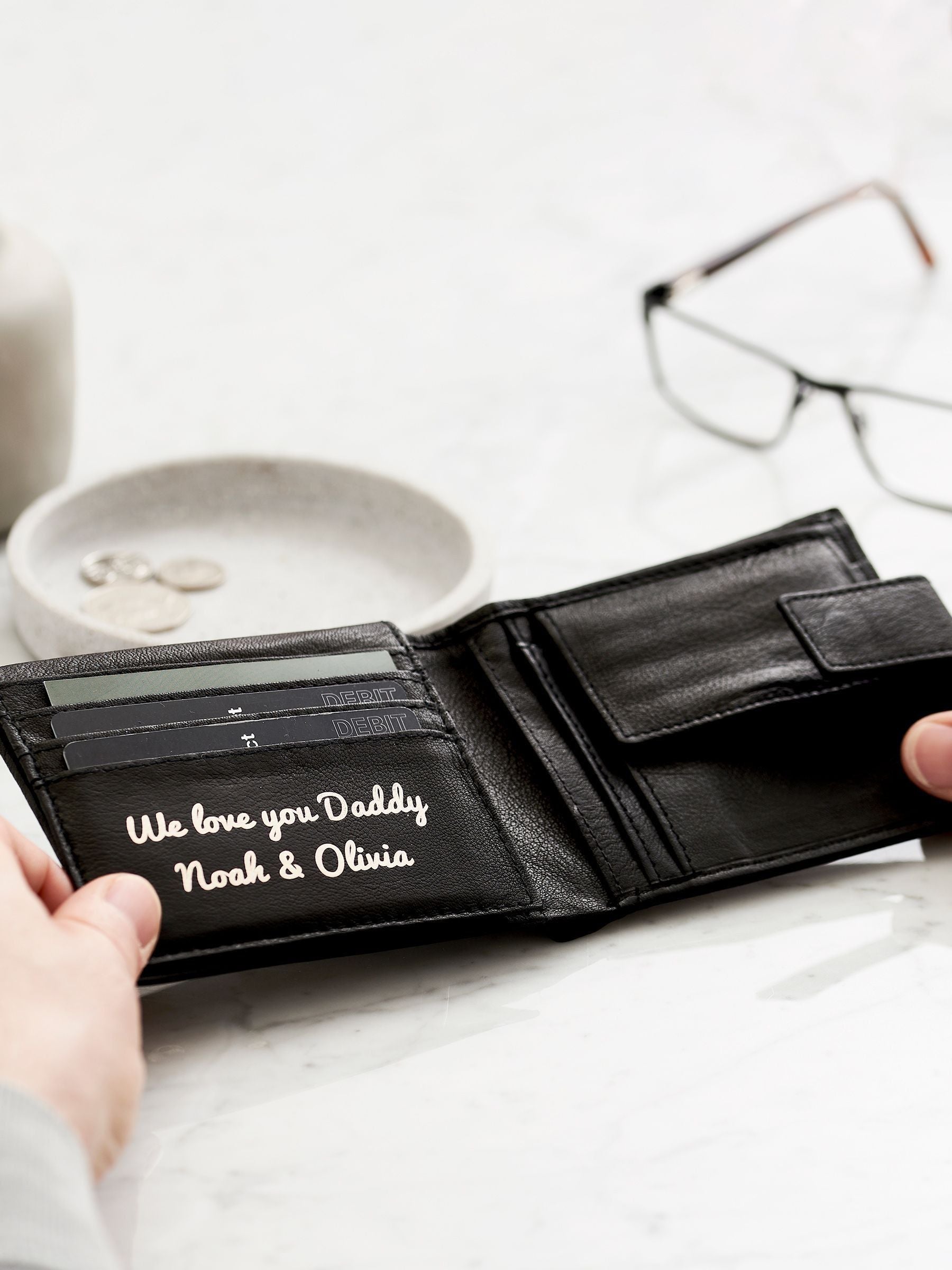 Posh Totty Designs personalised leather popper wallet black or brown (British brand)