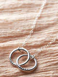 Posh Totty Designs personalised medium double hoop names necklace, imported from the UK