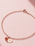 Posh Totty Designs Personalised Birthstone Initial Disc Charm Bracelet 19cm