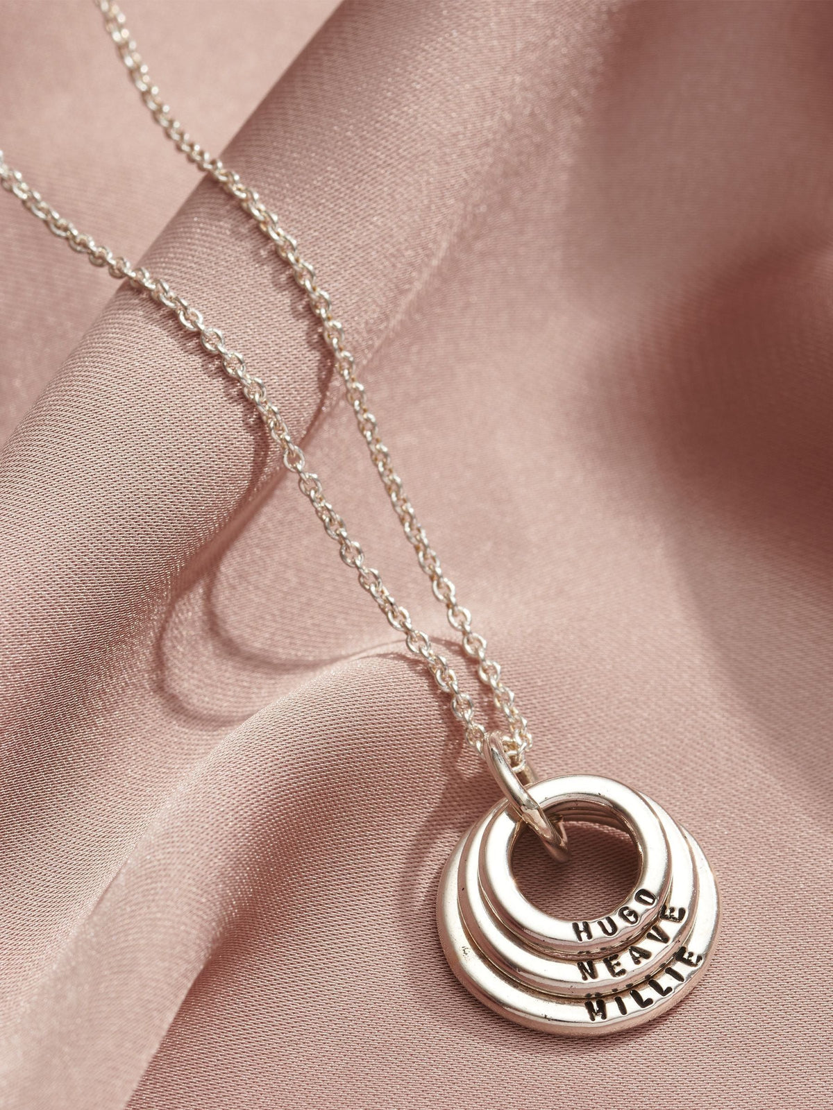Posh Totty Designs personalised mini family names necklace with 18 inch chain, imported from the UK