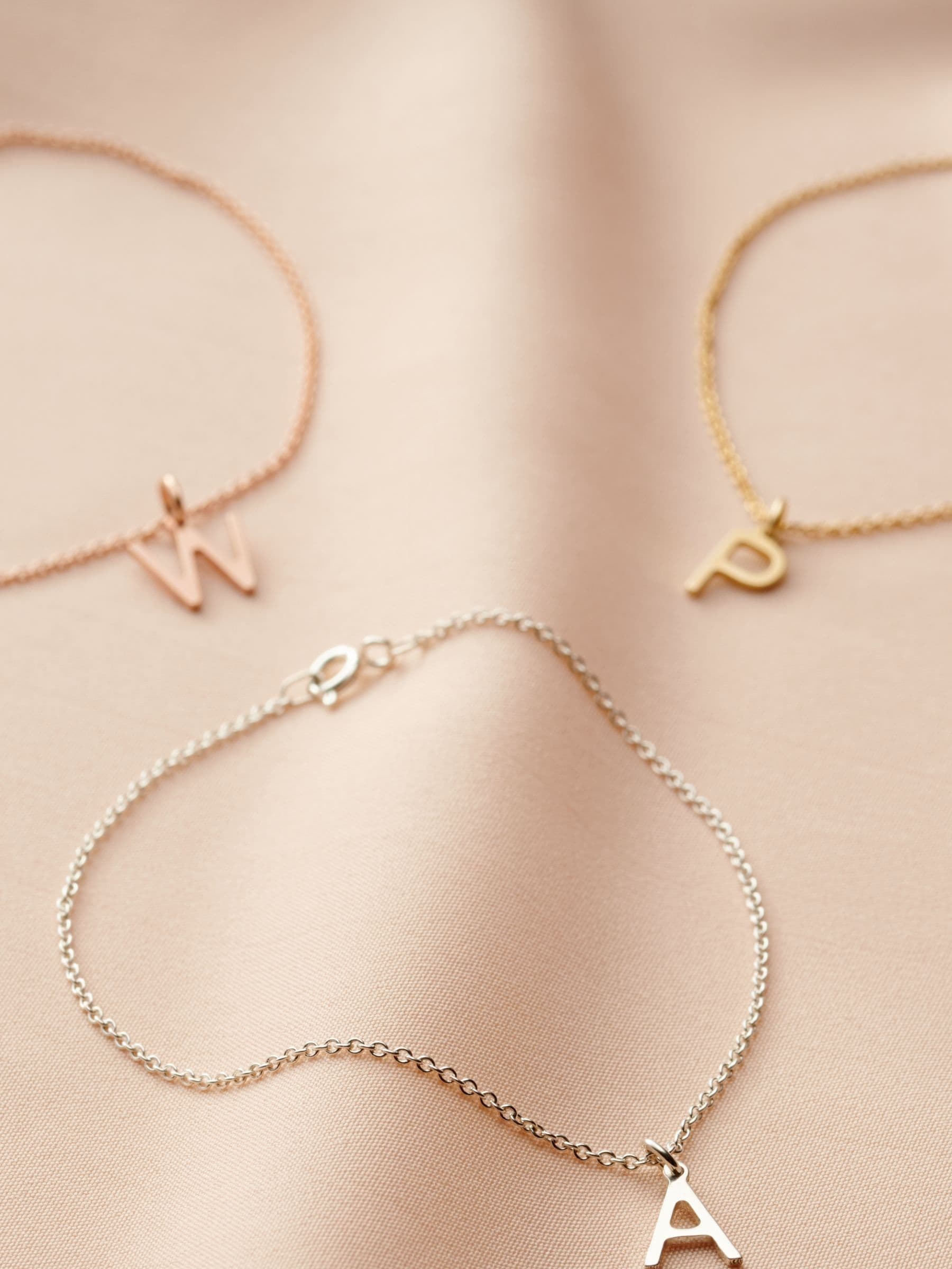 Posh Totty Designs personalised initial letter charm bracelet 19cm, imported from the UK