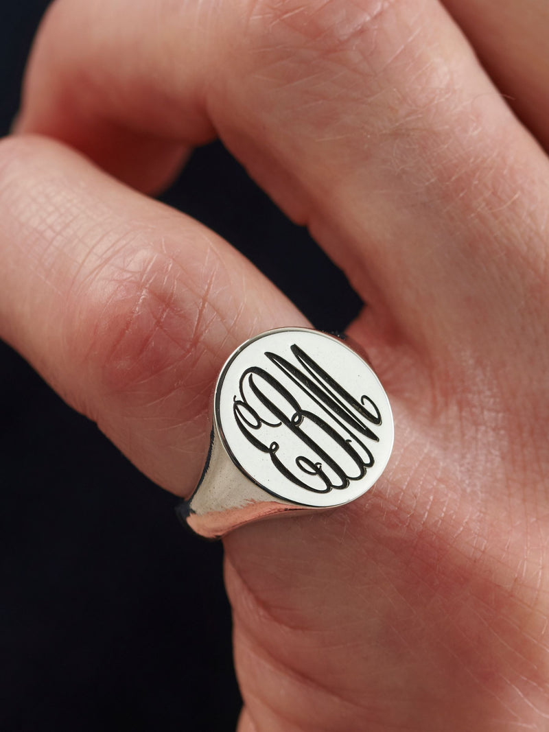 Posh Totty Designs personalised signet ring with monogram, imported from the UK