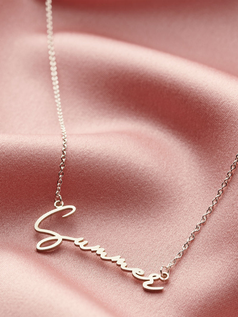Posh Totty Designs personalised script name necklace, imported from the UK