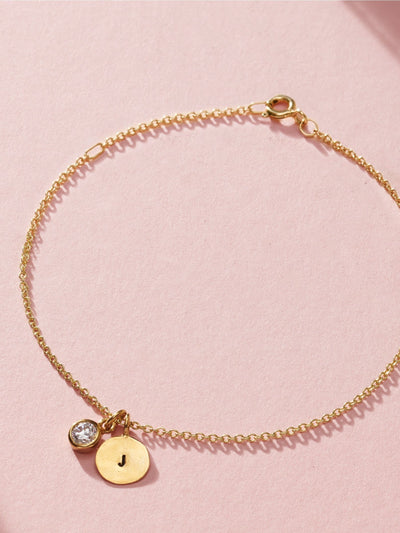 Next Posh Totty Designs Personalised Birthstone Initial Disc Charm Bracelet 19cm- Buy online at McGrocer
