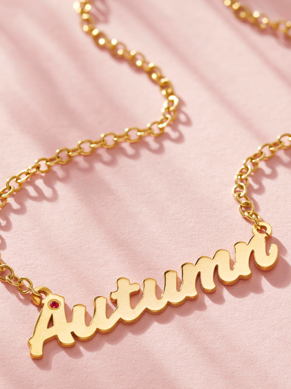 Posh Totty Designs personalised birthstone name necklace, imported from the UK